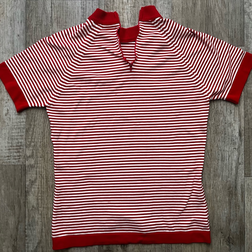 Vintage Red White Striped Shirt XS